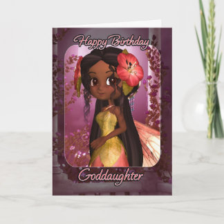 Goddotters födelsedagskort - Cute Rosa Fairy Kort