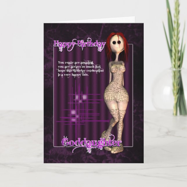 Goddotters Funky Modern Birthday Card med Rag Do Kort (Framsida)