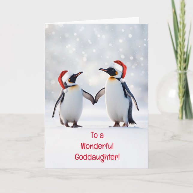 Goddotters jul Glad helg Cute Penguins Kort (Framsida)