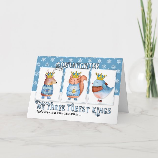 Goddotters jul Tre Forest Kung Cute Helgkort (Framsida)
