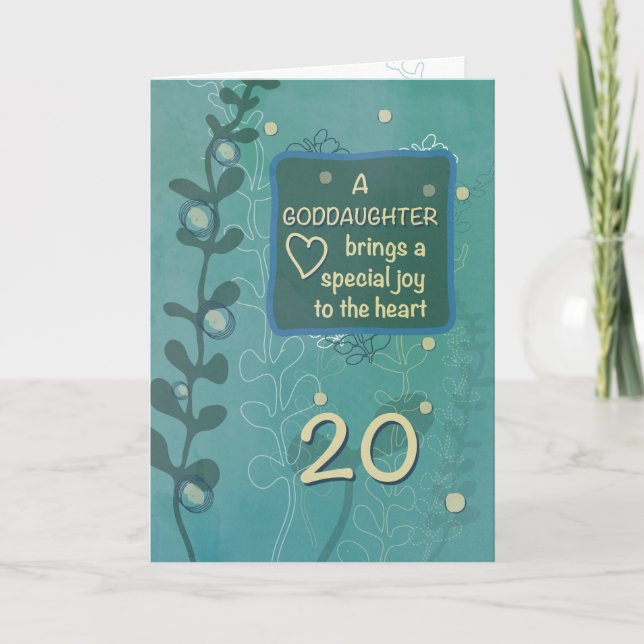 Goddotters Religiösa 20:e födelsedagen Hand plocka Kort (Framsida)