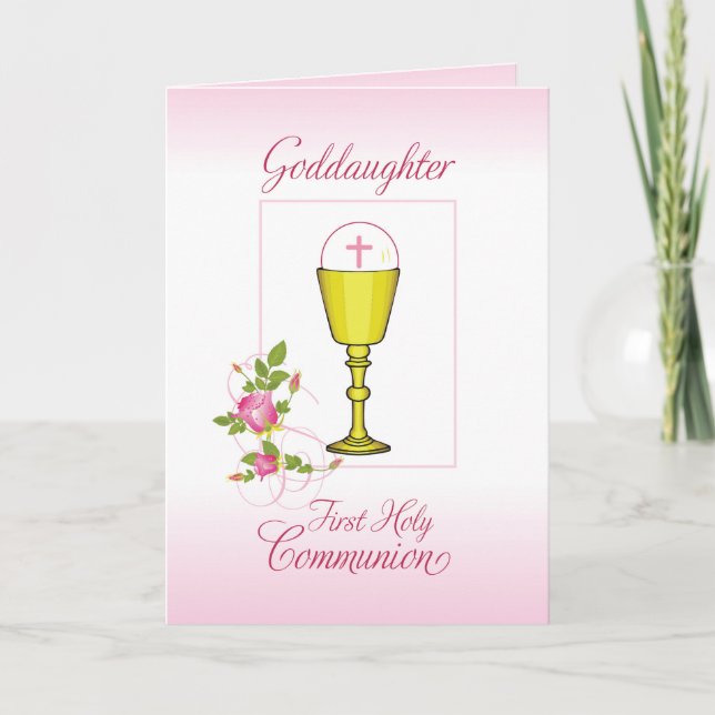 Goddotters Rosa First Heliga Communion, Chalice Kort (Framsida)