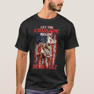 Gode amerikanske Flagga Crusader Knight Templa T Shirt