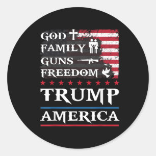 Gode familjens vapen& Freedom Trump America Su Runt Klistermärke