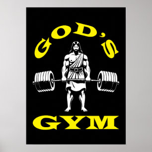 Gode guds gym, Lusj Jesus Workout Bodybuilding Gym Poster