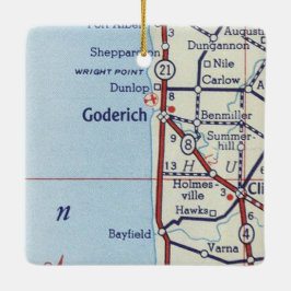 Goderich ON Vintage Karta Julgransprydnad Keramik