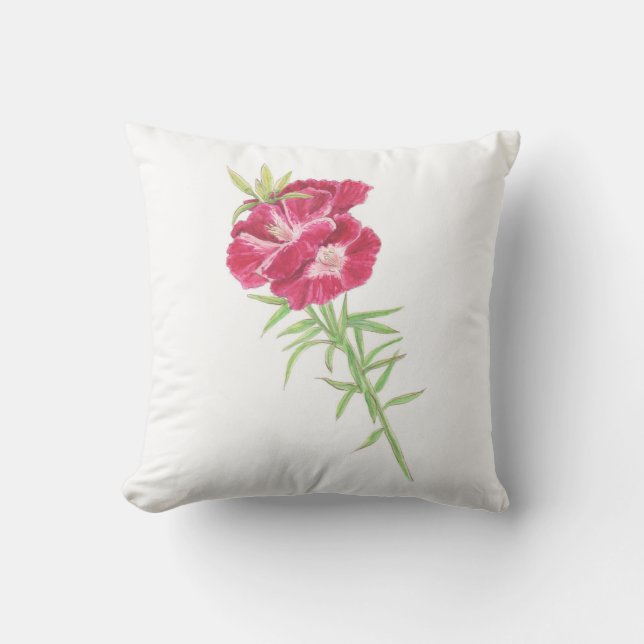 Godetia och Cornblomma dekorativ kudde (Framsida)