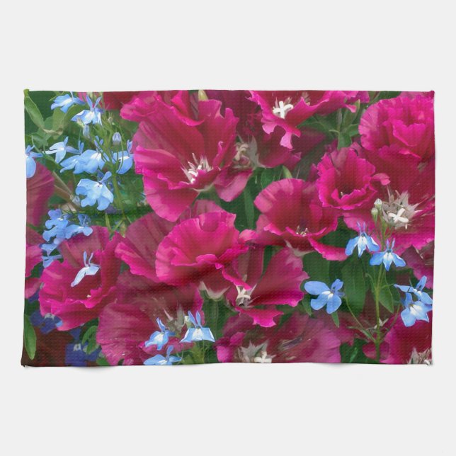 Godetia och Lobelia Hand Towel Kökshandduk (Horisontell)