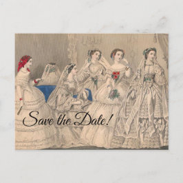 Godey's 1858 bröllopsklänningar vykort