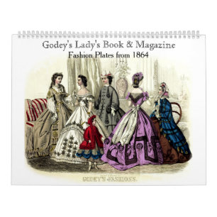 Godeys Dam Bok & Magazine 1864 Mode Tallrikar Kalender