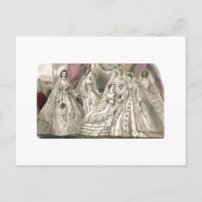 Godeys Dam Bok Victorian Mode Plate Weddin Vykort (Framsida)