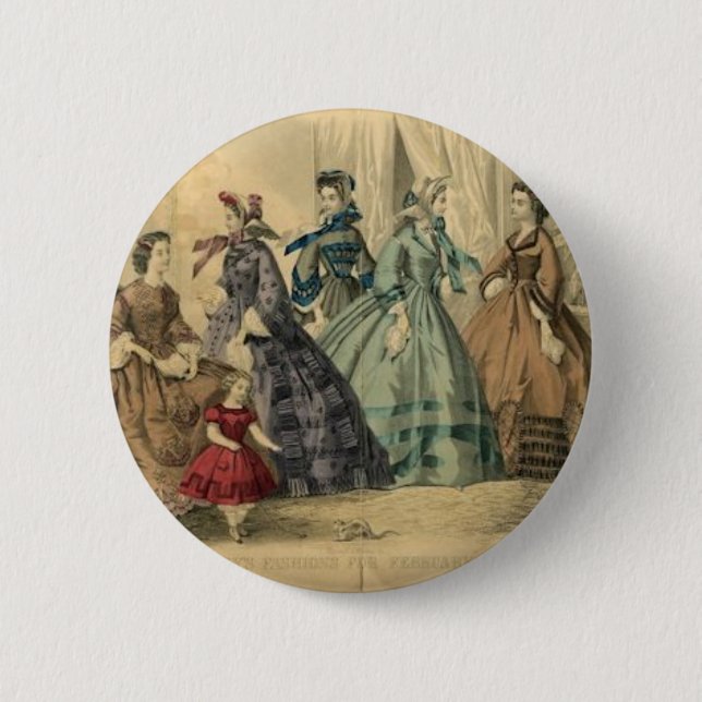 Godeys mode för victorianen för damboken pläterar knapp (Framsida)