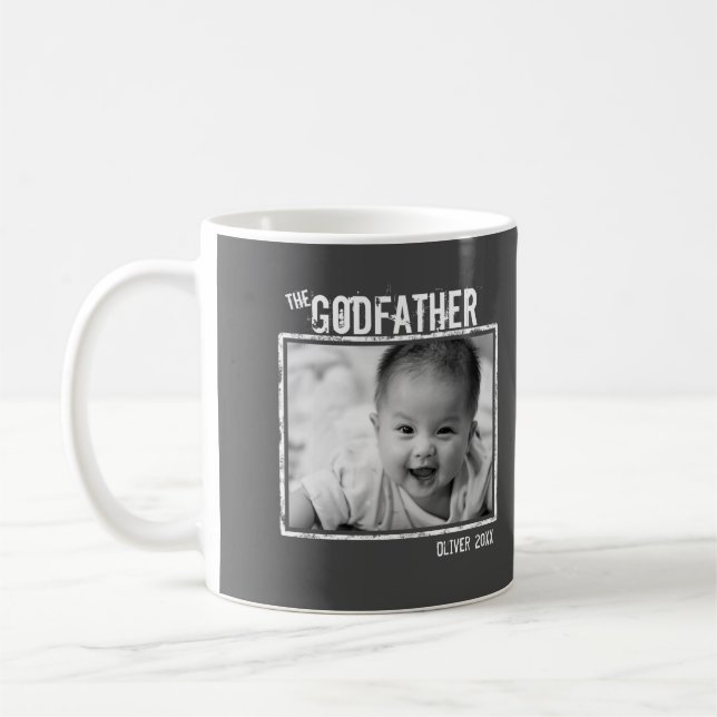Godfadern | Personlig Foto och Namn Grått Kaffemugg (Vänster)