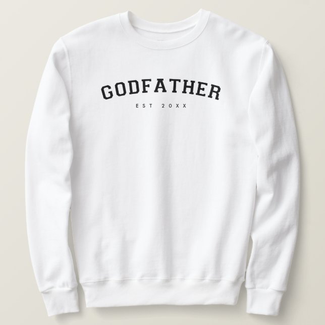Godfather Etablerade Varsity Typography White Lång Ärmad Tröja (Design framsida)