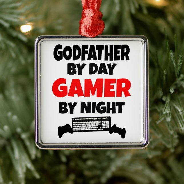 Godfather Kärlek spelar videospel Julgransprydnad Metall (Träd)