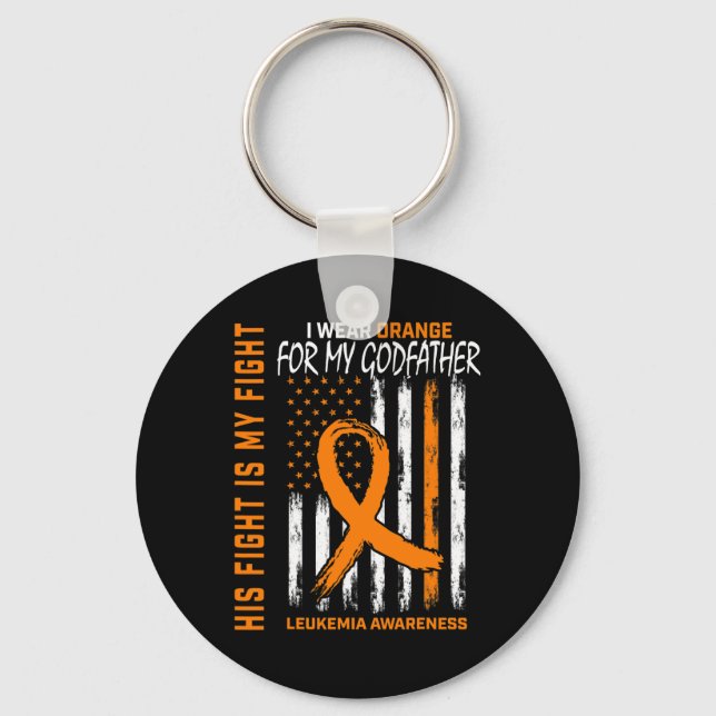 Godfather Leukemia Cancer Awareness American Flagg Nyckelring (Framsida)
