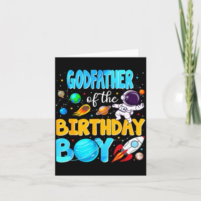 Godfather Of The Birthday Boy Space Astronaut 1st  Kort (Framsida)