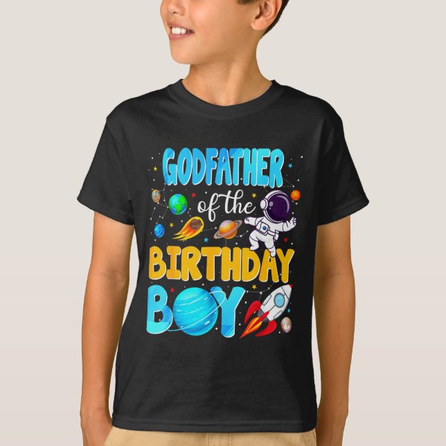 Godfather Of The Birthday Boy Space Astronaut 1st  T Shirt (Framsida)