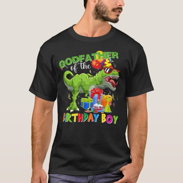 Godfather Of The Birthday Boy T-rex Rawr Dinosaur  T Shirt (Framsida)