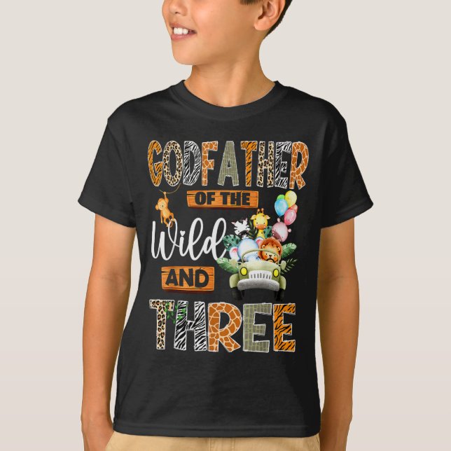 Godfather Of The Wild &amp; Three 3rd Birthday Boy T Shirt (Framsida)