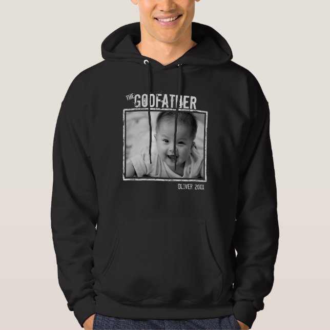 Godfather Personlig Photo och Namn Black Hoodie (Framsida)