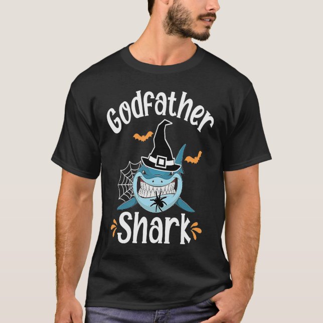 Godfather Shark  Halloween Godfather Announcement T Shirt (Framsida)