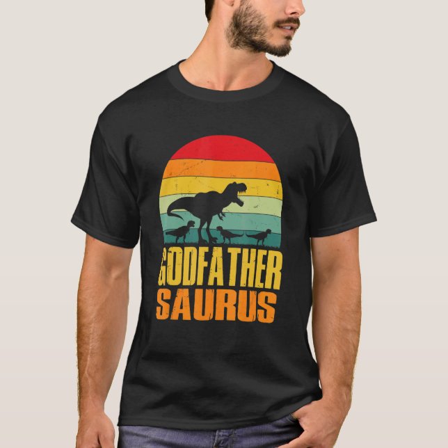 Godfathersaurus Rex Dinosaur Godfather Saurus Fami T Shirt (Framsida)