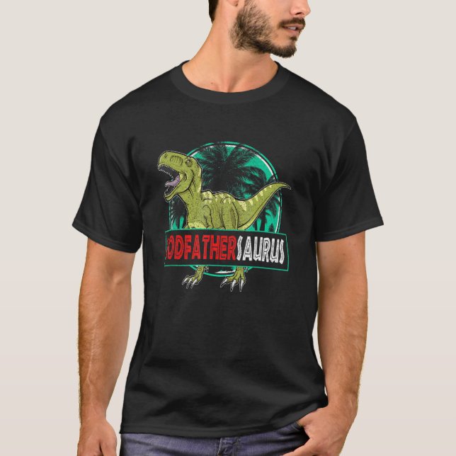 Godfathersaurus Rex Dinosaur Godfathersaurus Famil T Shirt (Framsida)
