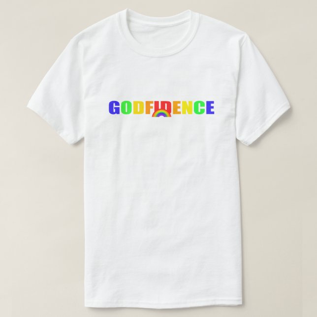 Godfidence regnbågeT-tröja Tee Shirt (Design framsida)