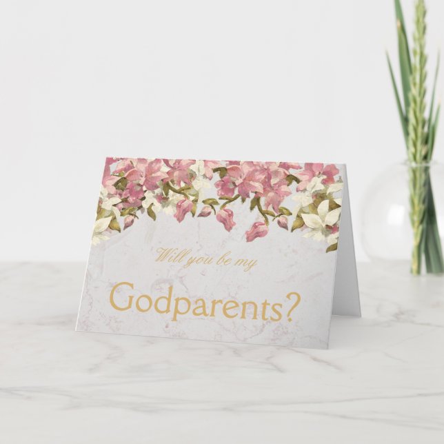 Godföräldrar Frieri Rosa Orchids på Marble Kort (Framsida)