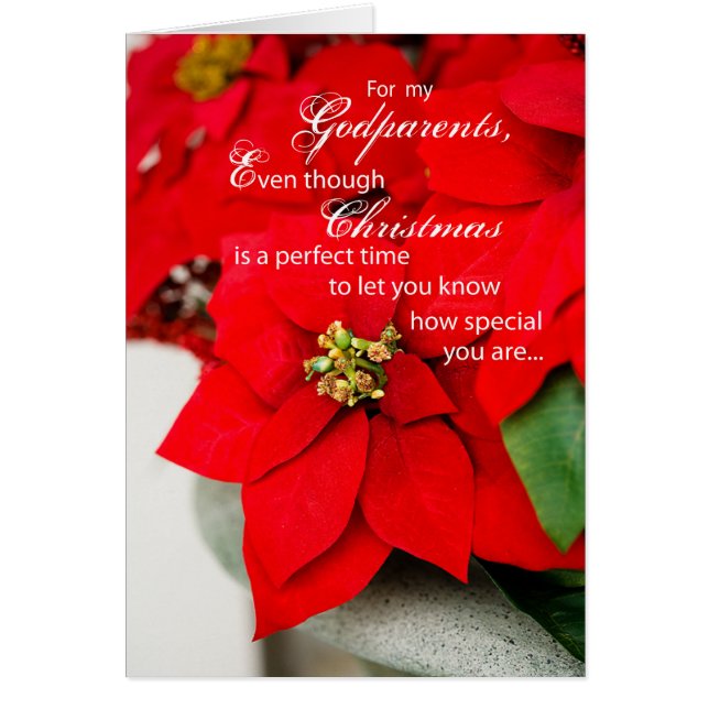 Godföräldrar Poinsettia Säsonhälsningars Hälsningskort (Framsidan)