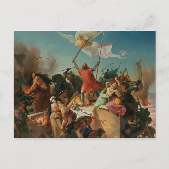 Godfrey de Bouillon, Fransk Crusader Vykort (Framsida)