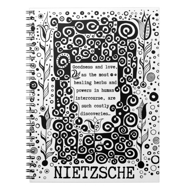 Godhet och KÄRLEK citat av Nietzsche Anteckningsbok (Framsidan)