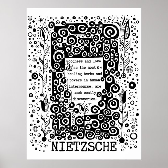 Godhet och KÄRLEK citat av Nietzsche Poster (Framsidan)