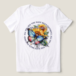 Godhet på Gud Quote med fjäril och solros T Shirt