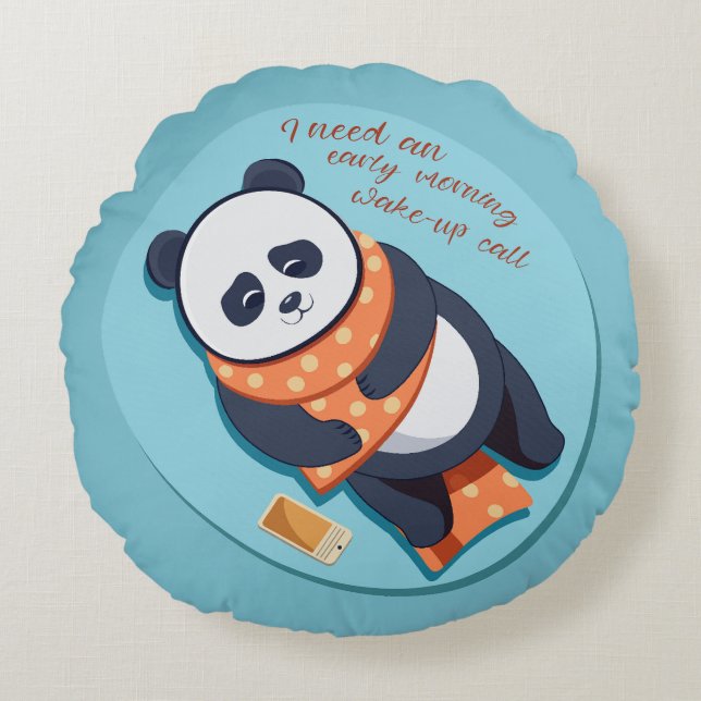 godhjärtad panda.. rund kudde (Framsidan)