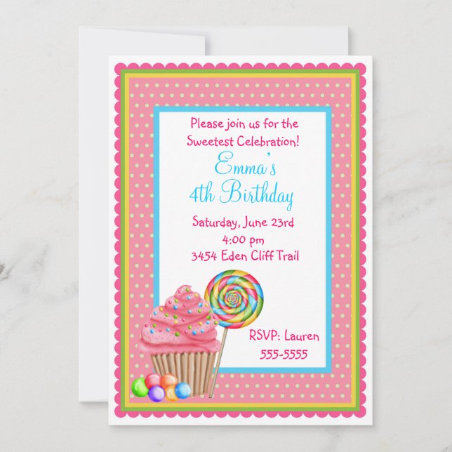 Godis Cupcake Inbjudan (Framsida)