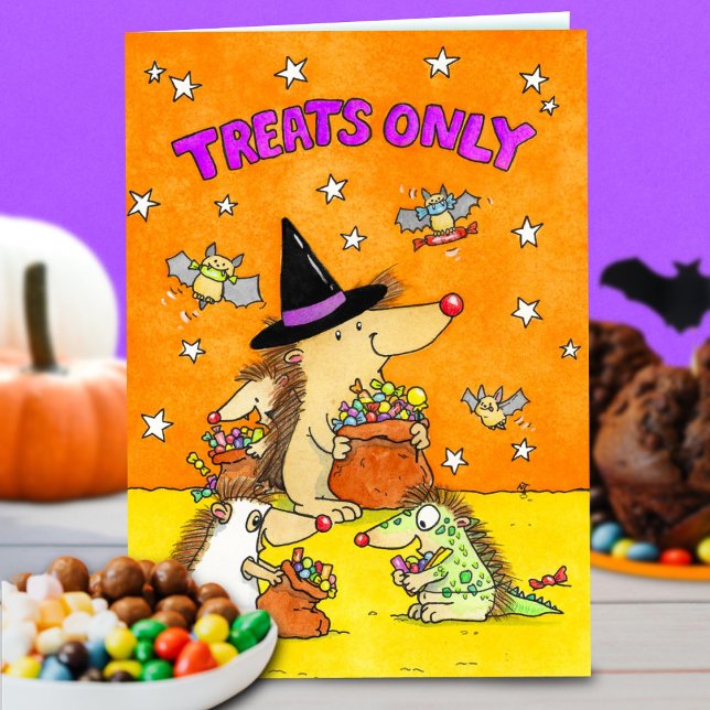 Godis enbart - söta halloween-igelkotter kort (Skapare uppladdad)