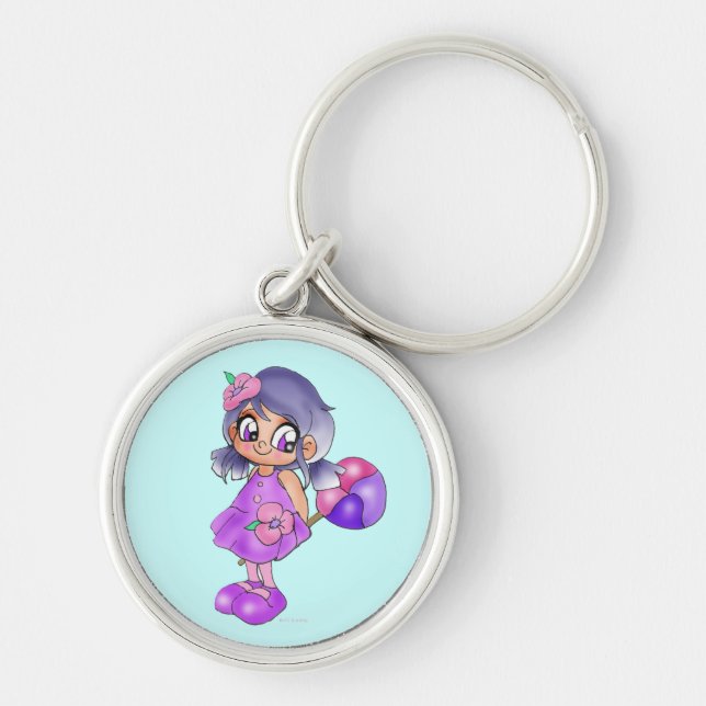 "Godis Gurl" Keychain Rund Silverfärgad Nyckelring (Framsidan)