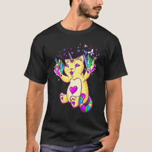 Godis Katt Enhörning Uni katt Färgglad Katt T Shirt