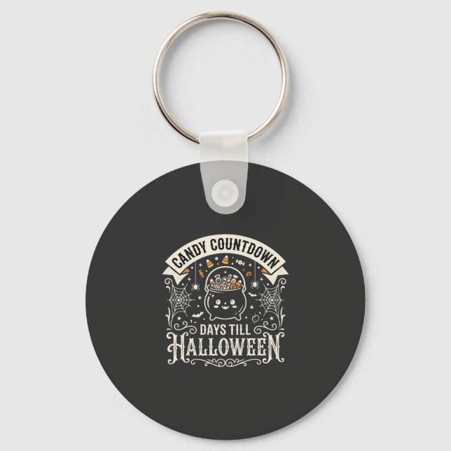 Godis Nedräkning Halloween Vektor Design Nyckelring (Framsida)