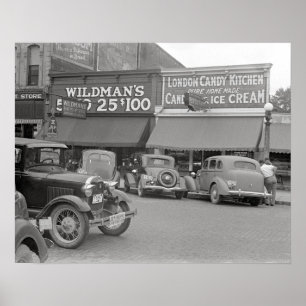 Godis- och Glassbutik, 1938. Vintagefoto Poster
