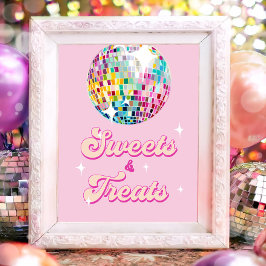 Godis och gods Disco Boll Retro Groovy Födelsedag Poster