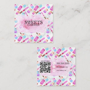 Godis Pretzels Bagare Bageri Godis Rosa Fyrkantigt Visitkort