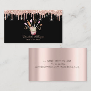 Godis, Rose Gold Drips Bakatverktyg Cupcake Svart Visitkort