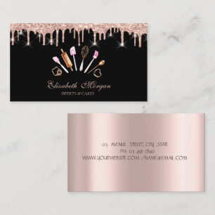 Godis, Rose Gold Drips Bakatverktyg Svart Visitkort