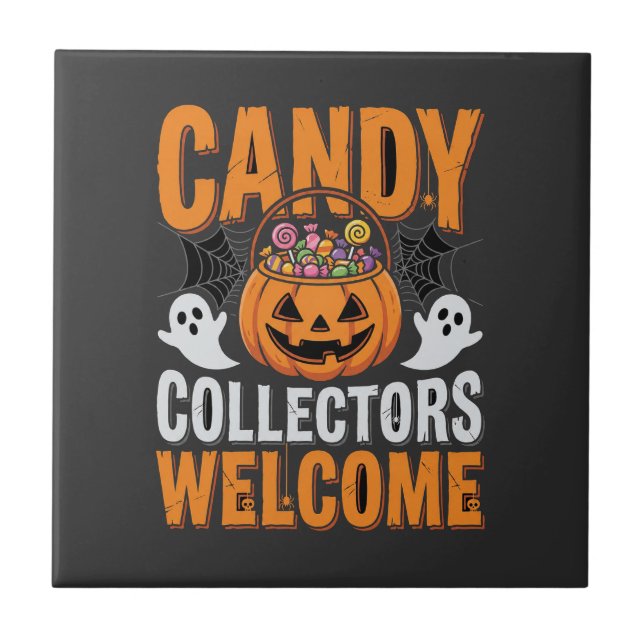 Godis samlare välkommen Halloween-pumpa Kakelplatta (Framsidan)