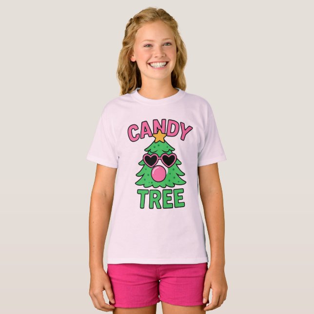 Godis Träd Bubblegum Jul T Shirt (Hel framsida)