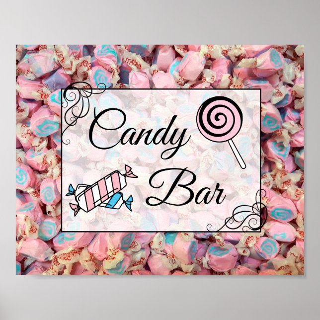 Godisbar Bröllop eller Baby Shower Skylt Poster (Framsidan)