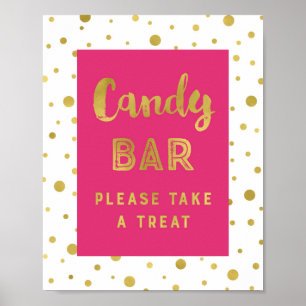 Godisbar Bröllopsskylt Het Rosa Guld Ränder Poster